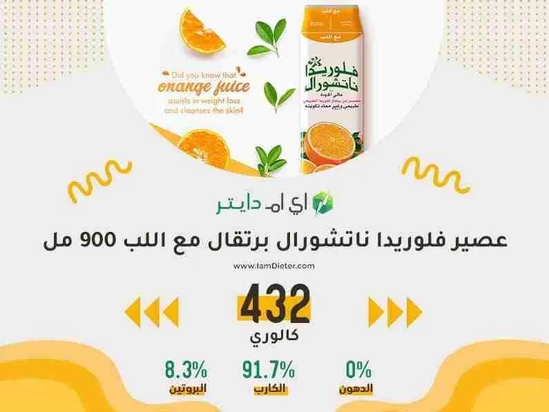 عصير فلوريدا ناتشورال برتقال مع اللب 900 مل