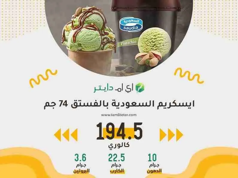 السعرات الحرارية في ايسكريم السعودية بالفستق