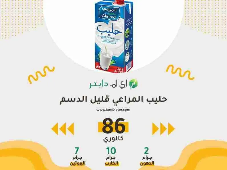 السعرات الحرارية في حليب المراعي قليل الدسم