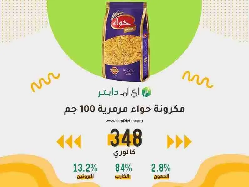 السعرات الحرارية في مكرونة حواء المرمرية
