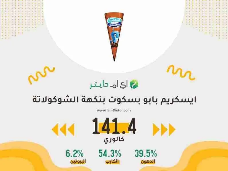 السعرات الحرارية في ايسكريم بابو بنكهة الشوكولاتة و البسكوت
