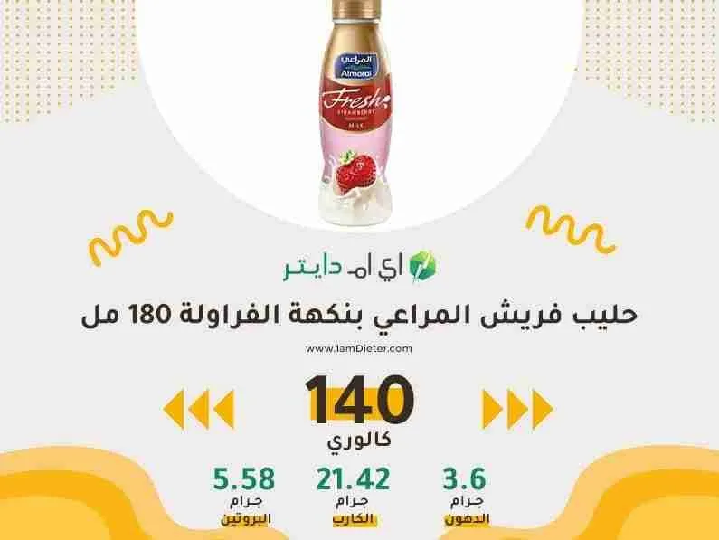 السعرات الحرارية في حليب فريش المراعي فراوله
