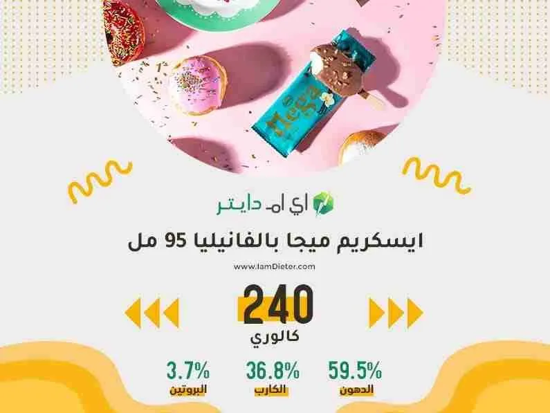 السعرات الحرارية في آيس كريم ميجا بالفانيليا