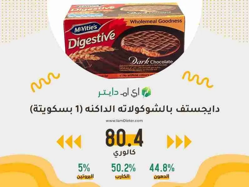 مكفتيز دايجستف بالشوكولاته الداكنه كم سعره حراريه وهل يسمن
