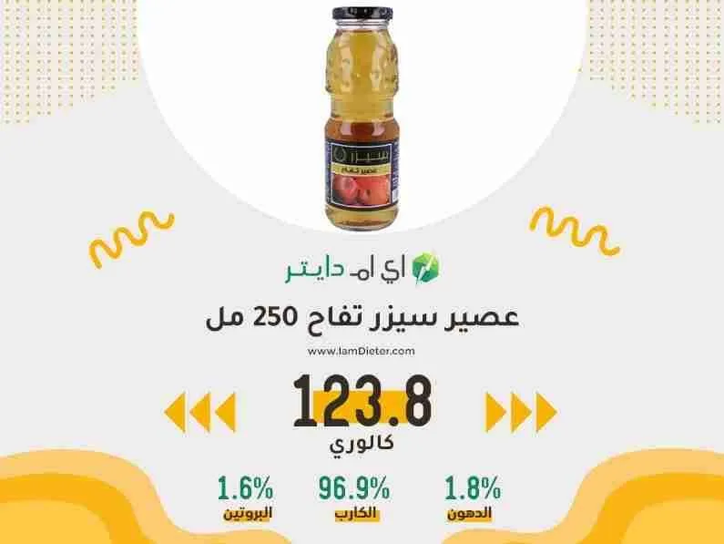 السعرات الحرارية في عصير سيزر تفاح