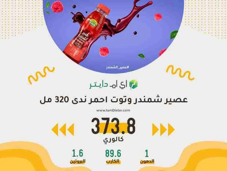 السعرات الحرارية في عصير الشمندر ندى مع التوت الاحمر