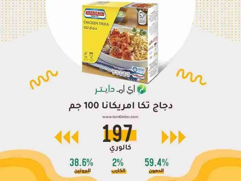 السعرات الحرارية في دجاج تكا امريكانا