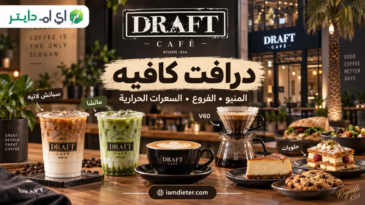 درافت كافيه DRAFT Cafe: المنيو والفروع والسعرات الحرارية وأبرز الطلبات
