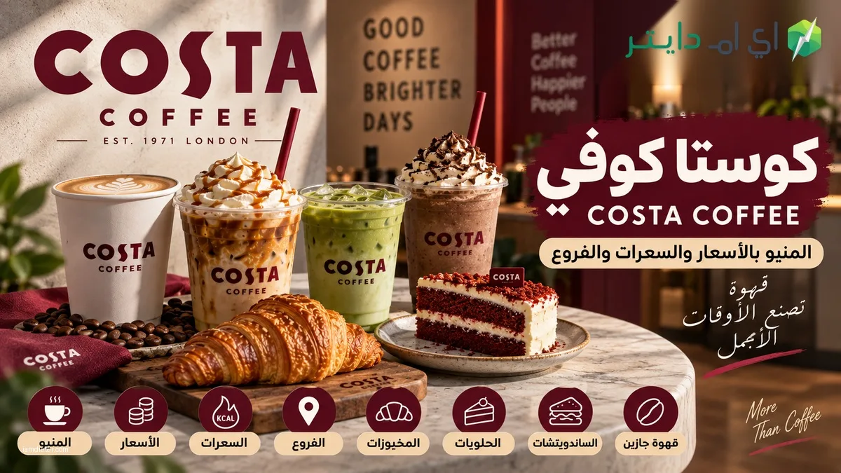 كوستا كوفي السعودية: المنيو بالأسعار والسعرات الحرارية والفروع