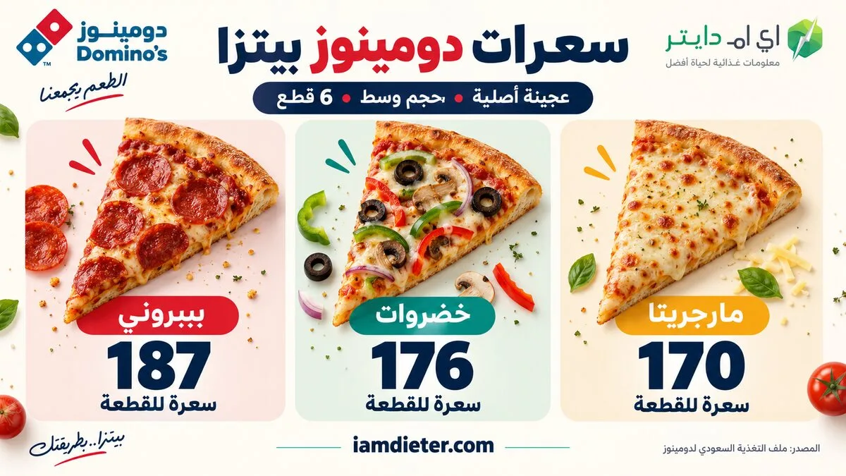 سعرات دومينوز السعودية: البيتزا بالقطعة والقيم الغذائية