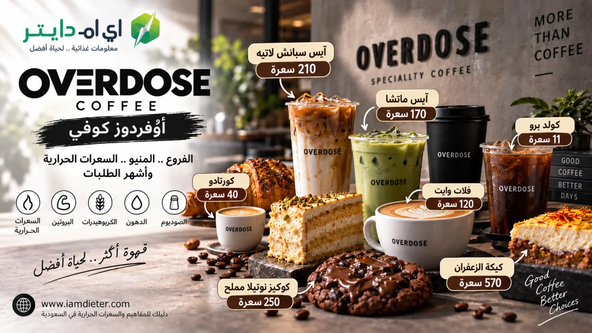 أوفردوز Overdose Coffee: الفروع والمنيو والسعرات الحرارية وأشهر الطلبات
