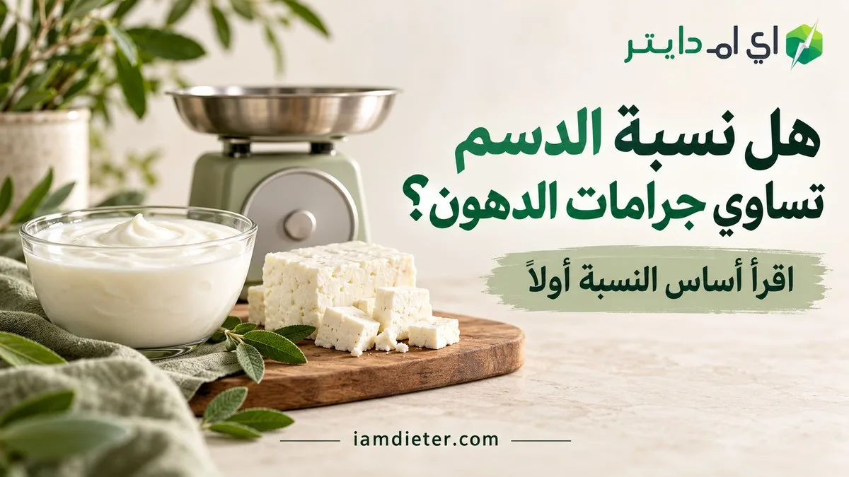 هل نسبة الدسم تساوي جرامات الدهون في العبوة؟