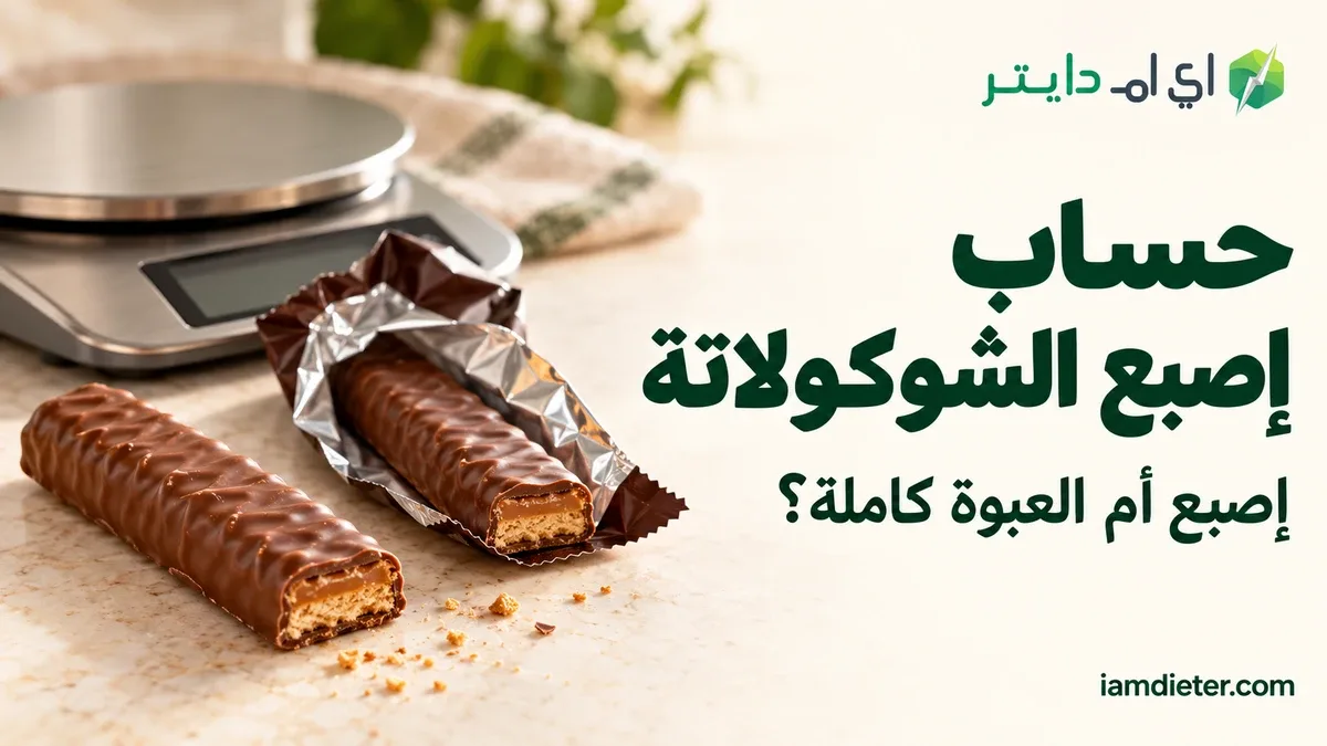 حساب إصبع الشوكولاتة والعبوة كاملة: الوزن وعدد الحصص