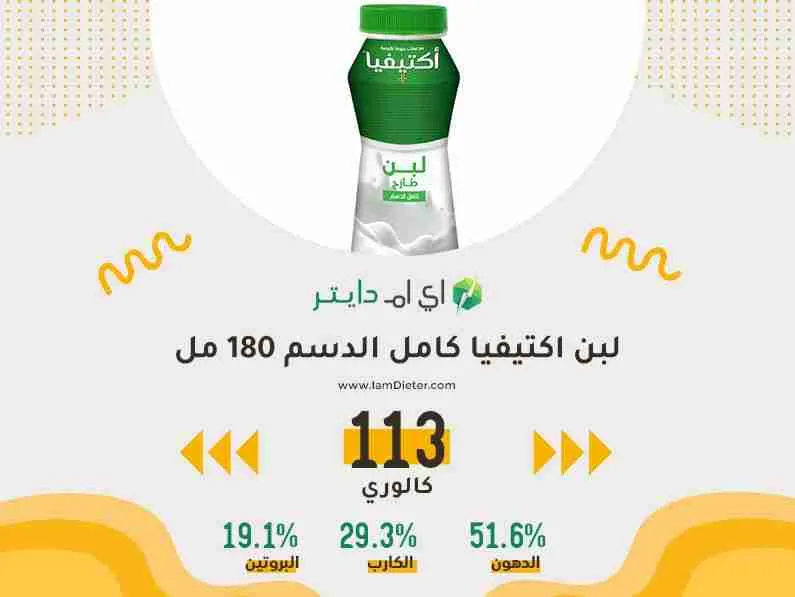 السعرات الحرارية في لبن اكتيفيا كامل الدسم