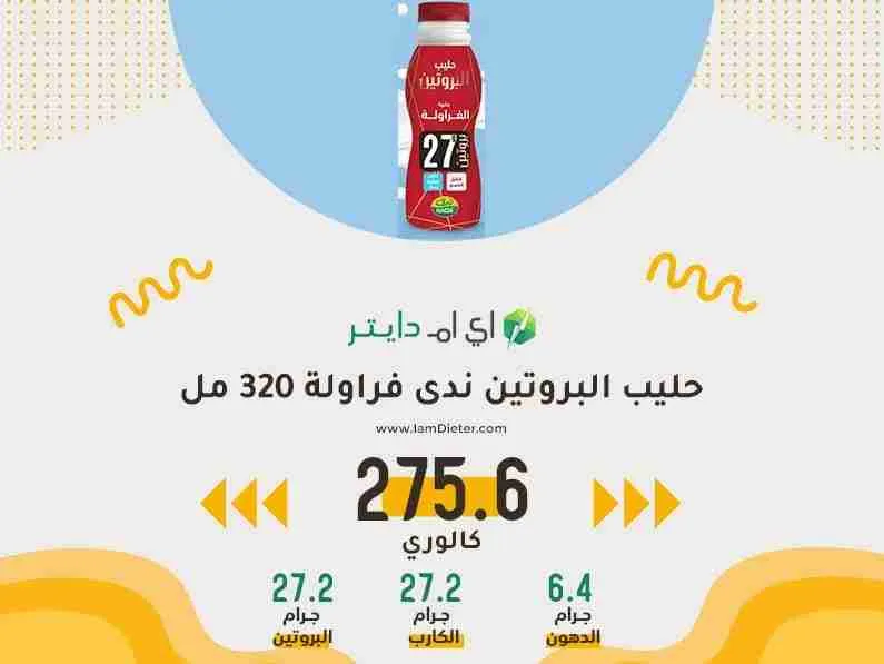 السعرات الحرارية في حليب البروتين ندى فراولة