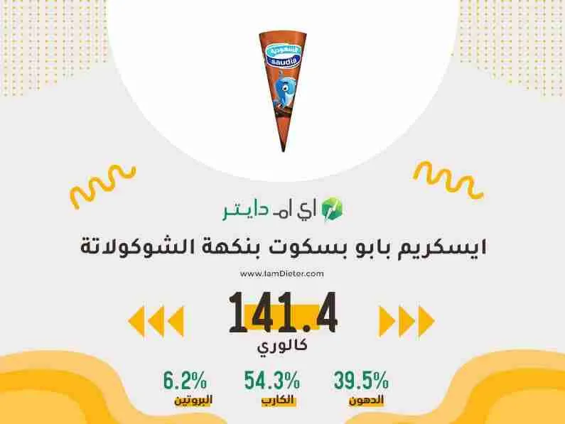 السعرات الحرارية في ايسكريم بابو بنكهة الشوكولاتة و البسكوت