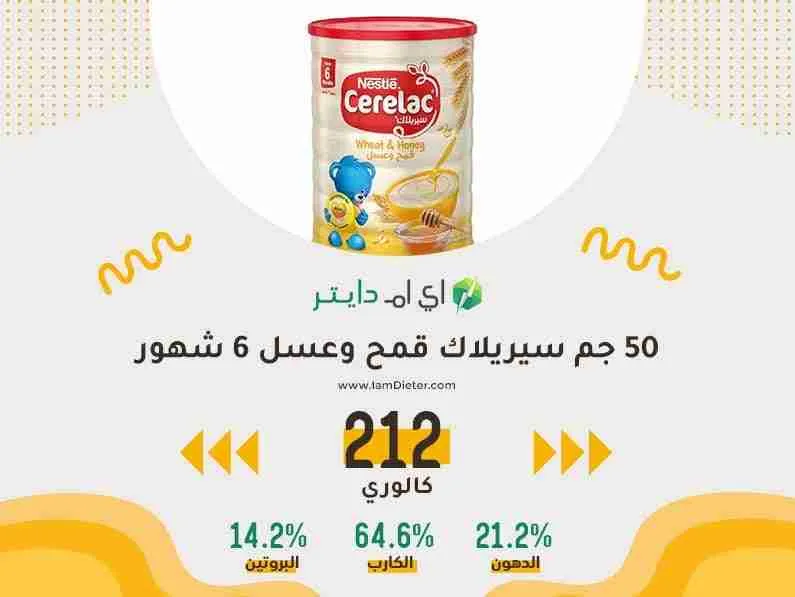 السعرات الحرارية في سيريلاك قمح وعسل 6 شهور