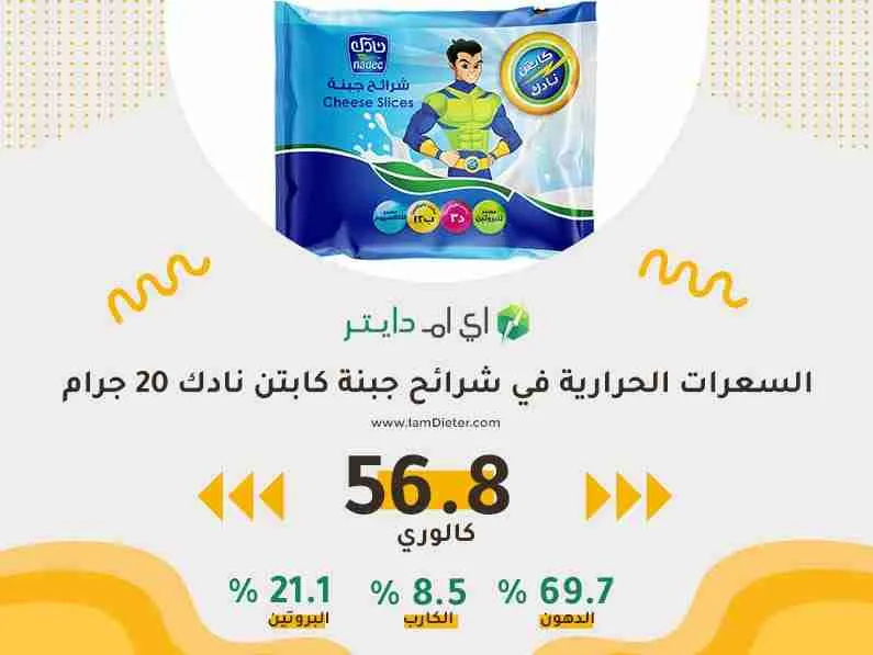 السعرات الحرارية في شرائح جبنة كابتن نادك