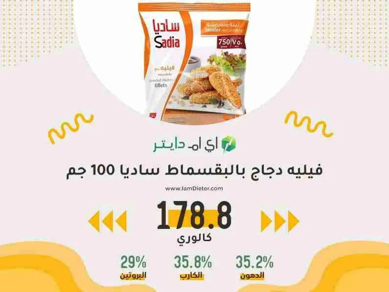 السعرات الحرارية في فيليه دجاج بالبقسماط ساديا