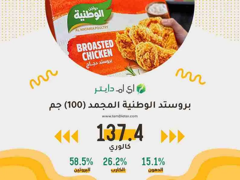 القيم الغذائية في بروستد الوطنية المجمد