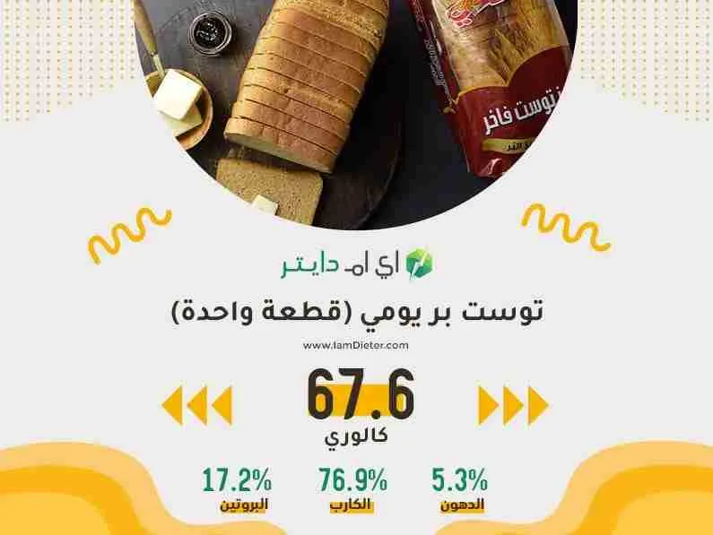السعرات الحرارية في توست بر يومي