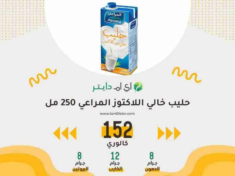 السعرات الحرارية في حليب خالي اللاكتوز المراعي