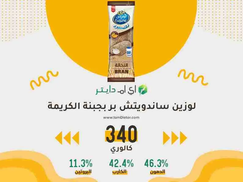 السعرات الحرارية في لوزين ساندويتش بر بجبنة الكريمة