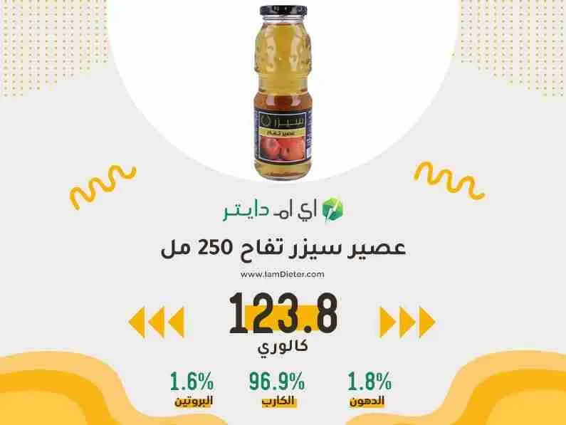 السعرات الحرارية في عصير سيزر تفاح